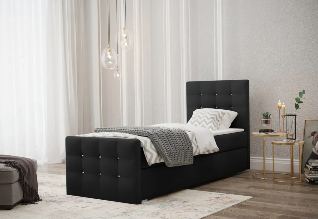 Čalúnená posteľ boxspring MARIN, 90x200, cosmic 100, pravá