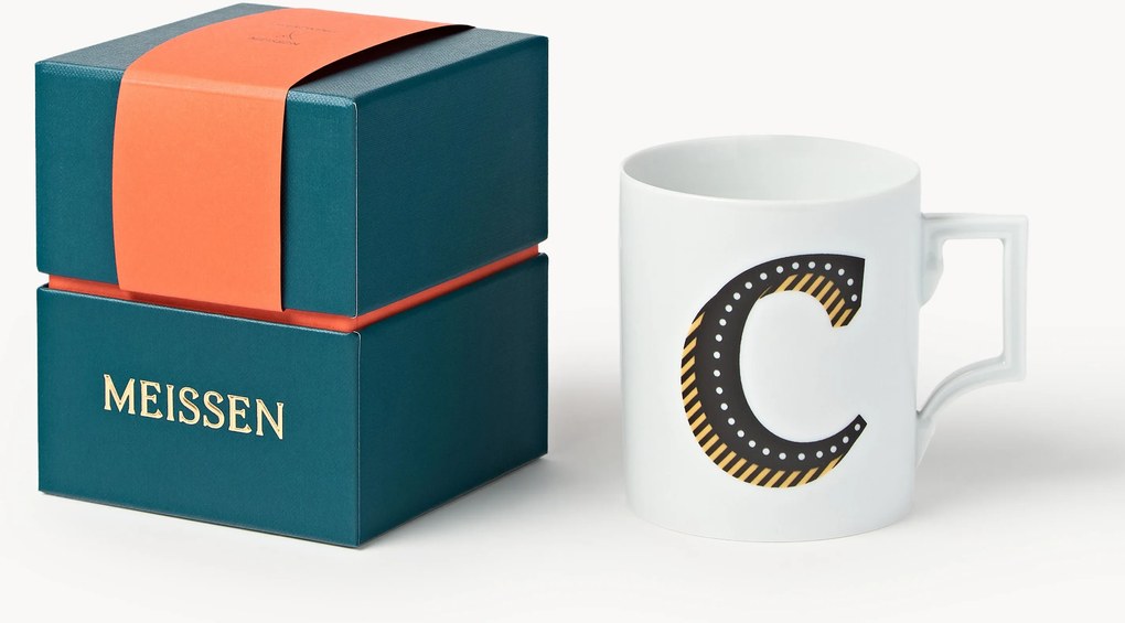 Westwing x MEISSEN, Ručne vyrobený hrnček's ozdobným motívom Initials