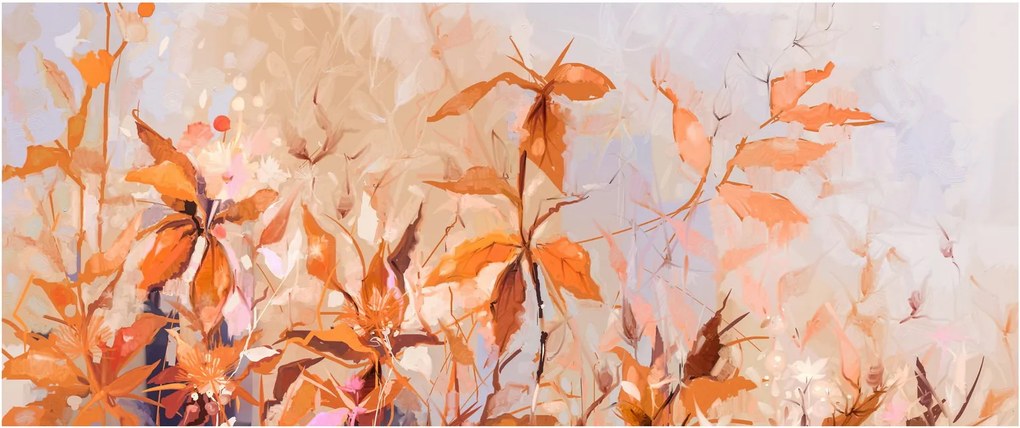 Obraz - Maľované kvety (120x50 cm)