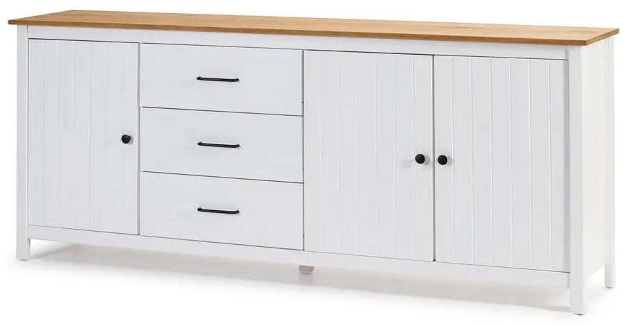 Biela nízka komoda z borovicového dreva 190x80 cm Miranda – Marckeric