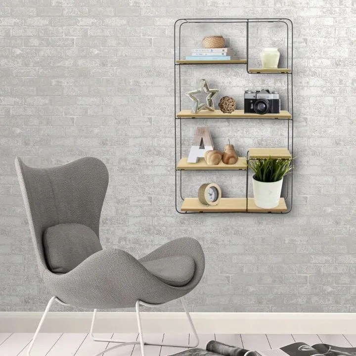 Tutumi Tutumi, kovová nástenná polica 70x40x10cm SG1810-03, čierna, HOM-04546