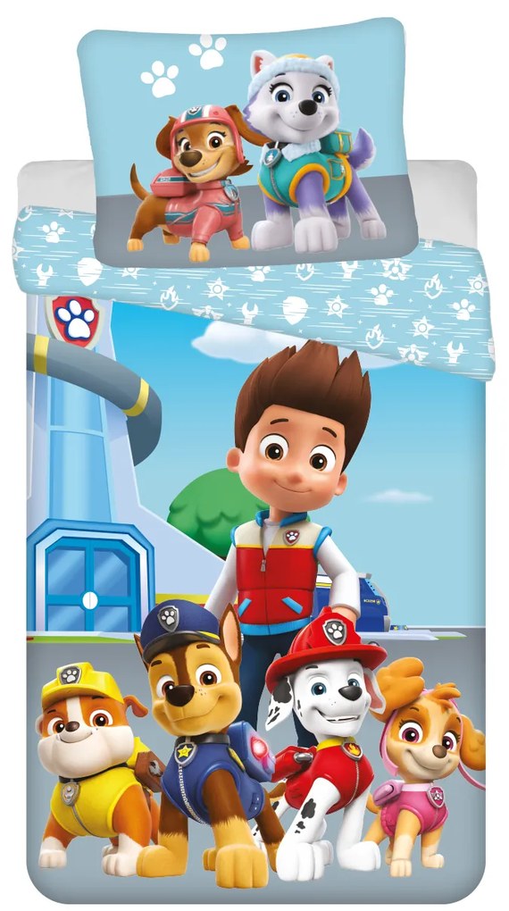 Detské obliečky Paw Patrol 140×200 + 70×90 cm – obojstranné, 100% bavlna, oficiálna licencia