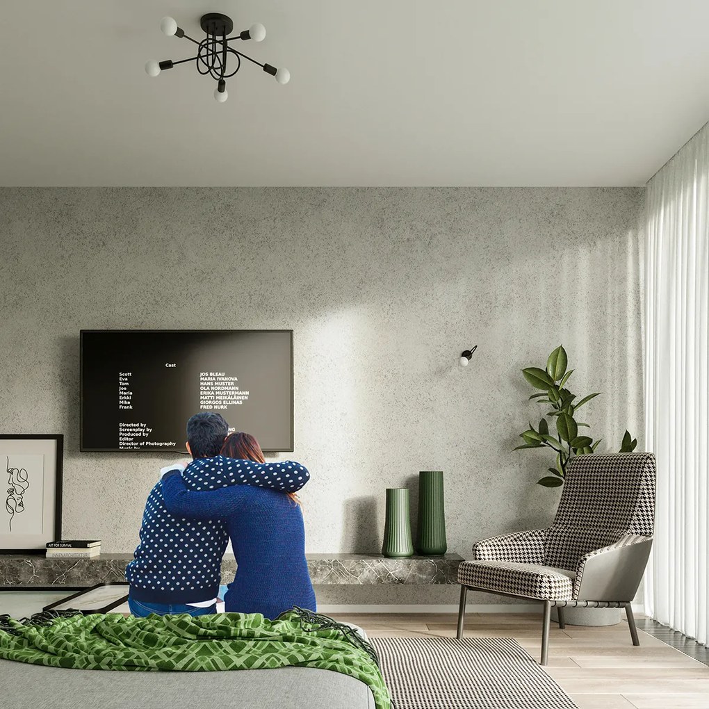 Stropné svietidlo Loop 5, čierne telo svietidla