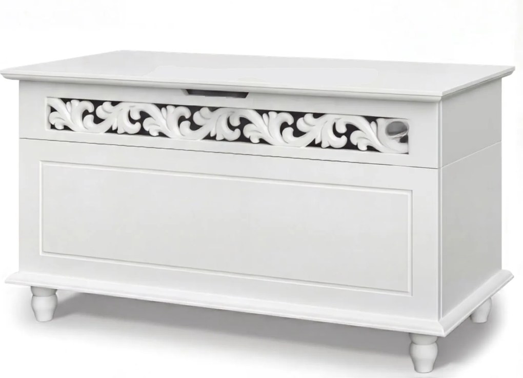 Drevená truhlica JERSEY, 80x40x48cm, biela Casaria