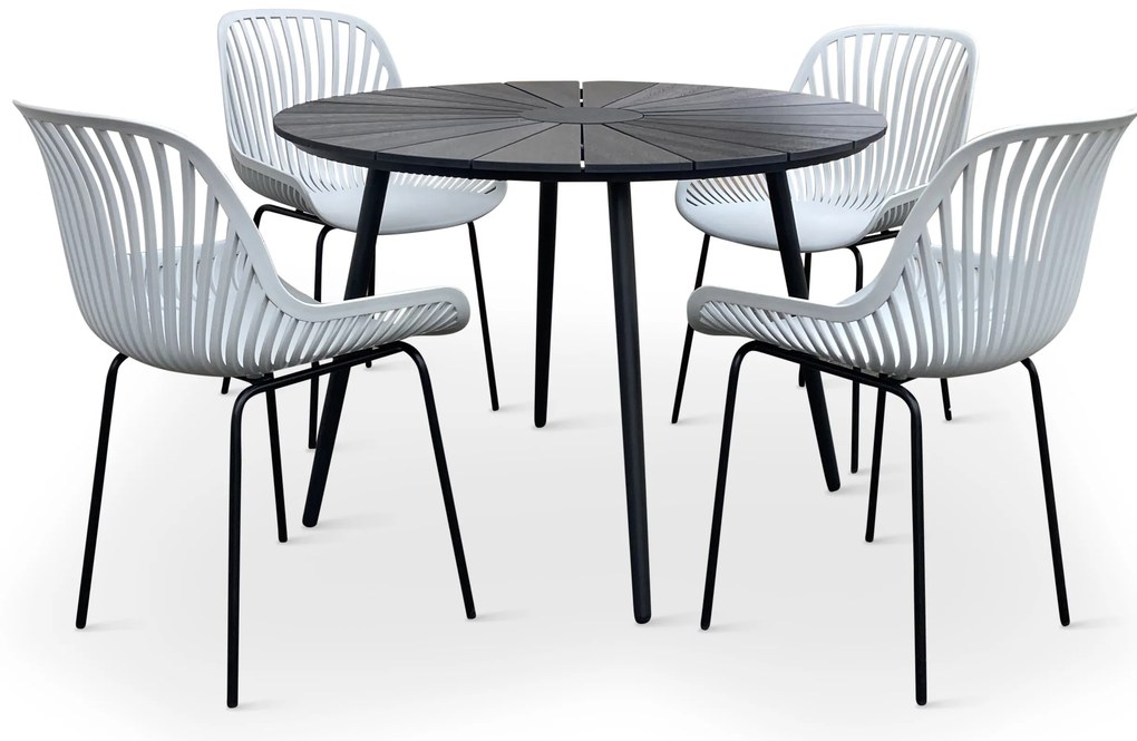 Noela Záhradný jedálenský set Wilder + 4x stolička GABY sivá