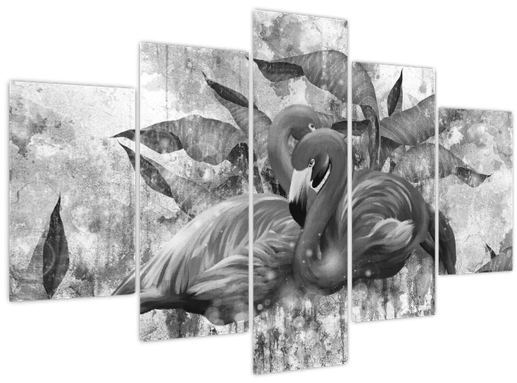 Obraz - Plameniaky graffiti (150x105 cm)