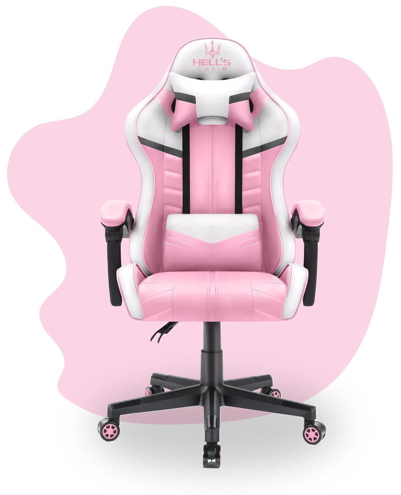 Hells Detská Herná stolička Hell's Chair HC-1004 KIDS Pink White Grey