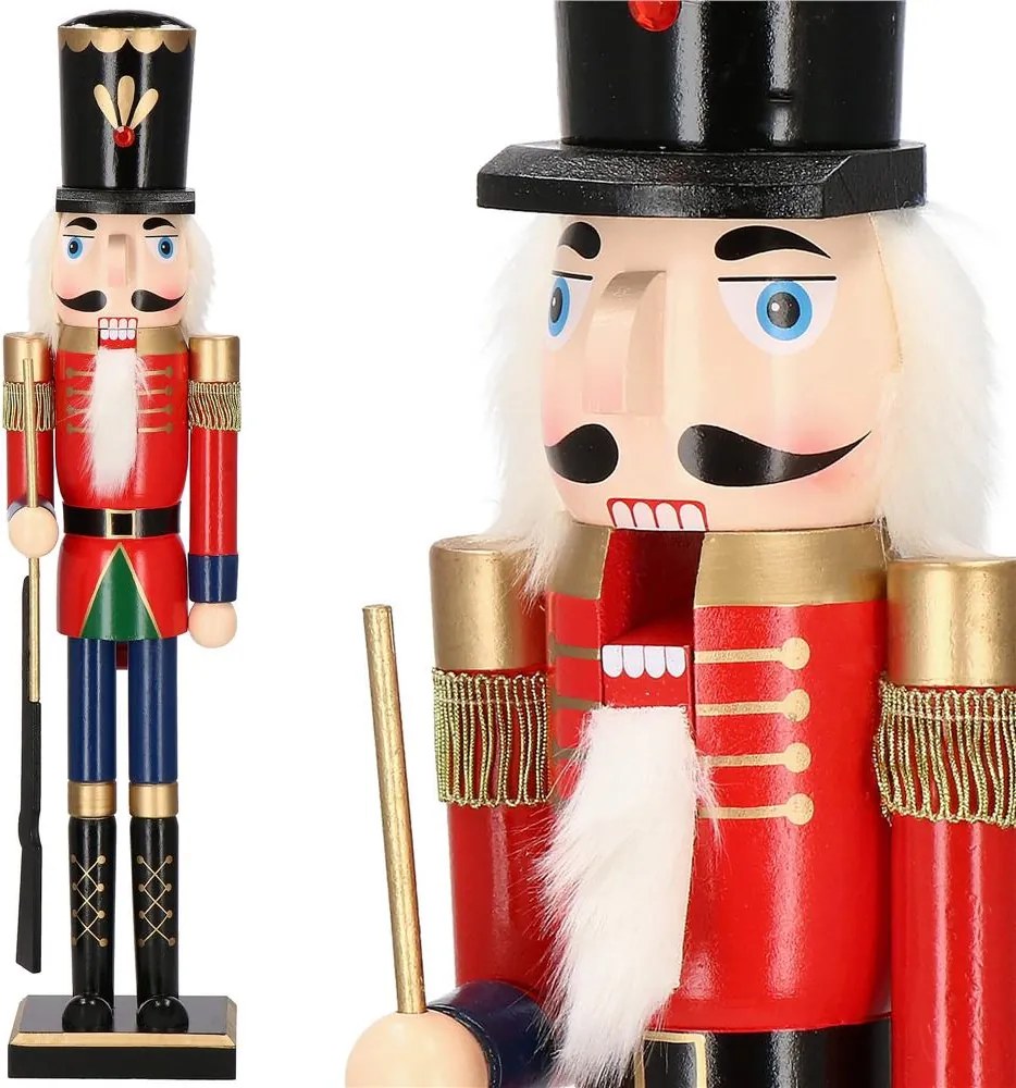 Luskáčik s puškou 60 cm – drevená vianočná figúrka v červenej uniforme Springos CA0908