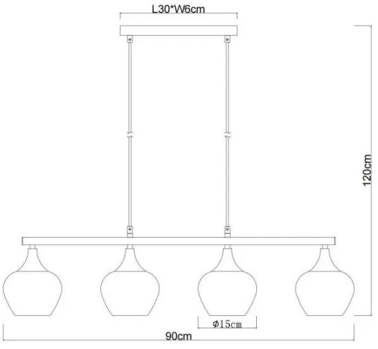 Globo 15548-4H1 - Luster na lanku MAXY 4xE27/40W/230V čierna