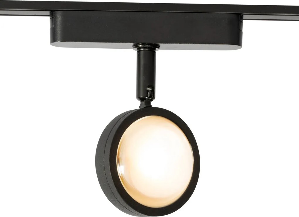 Moderné čierne bodové svetlo pre 1-fázový koľajnicový systém vrátane otočného a sklopného LED - Magnetic Lance