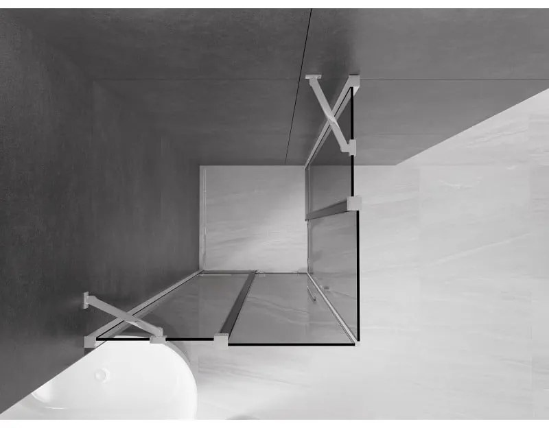 Mexen Velar Duo, sprchový kút s posuvnými dverami 100 x 100 cm, 8mm šedé sklo, chrómová, 871-100-100-42-01