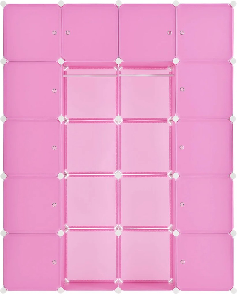 Šatníková skriňa s 20 variabilnými boxmi v ružovej farbe