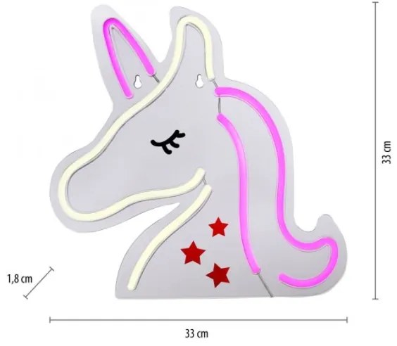 JUST LIGHT. 85025-70 - LED Neónová nástenná dekorácia NEON LED/6,5W/5V jednorožec