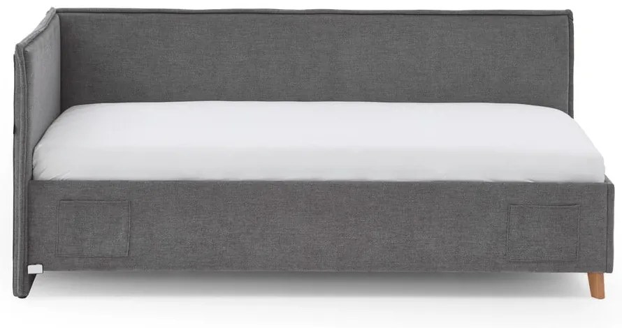 Sivá čalúnená rohová detská posteľ s úložným priestorom s roštom 120x200 cm Fun – Meise Möbel