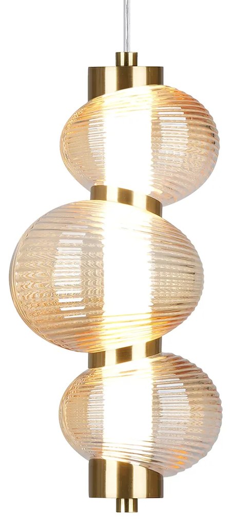 Závesné svietidlo Bolla, 3x jantárové sklenené tienidlo, g