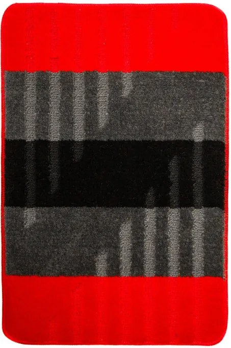 Kúpeľňový koberček VIC červený / sivý, pruhy