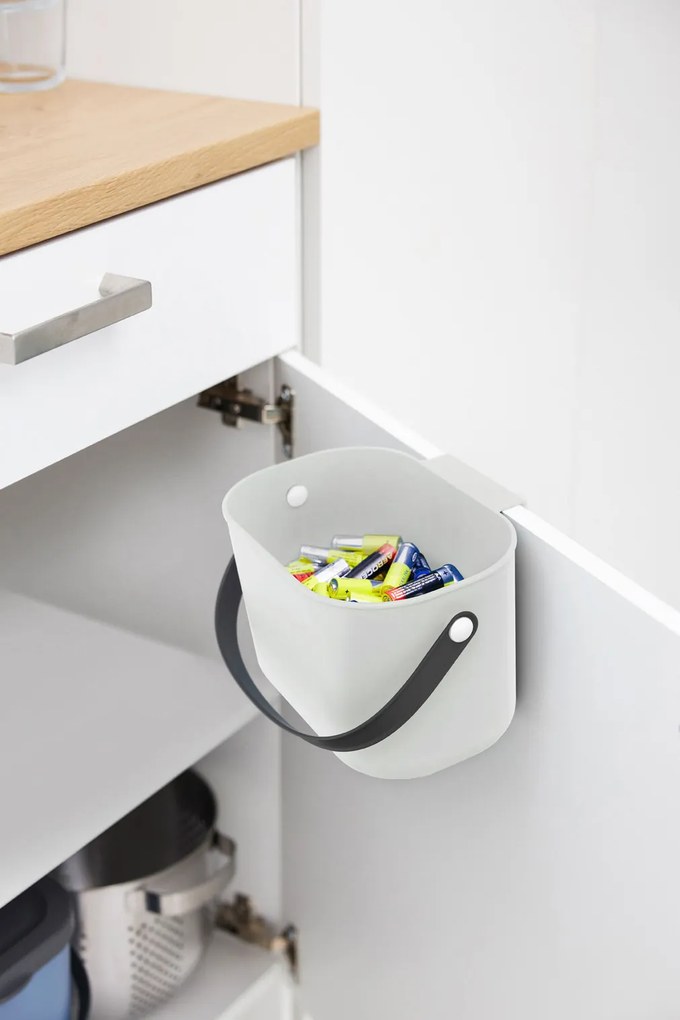 Závěsný odpadkový koš na dvířka, 3,2l MINI-ALBULA, bílá/antracit