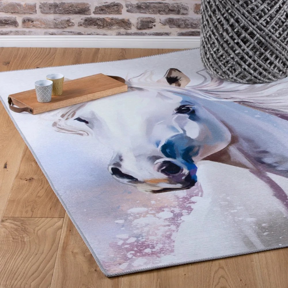 Obsession, Detský kusový koberec Torino kids 235 WHITE HORSE, 80x120, biela, detská izba