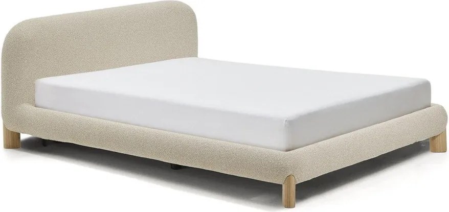 Béžová čalúnená dvojlôžková posteľ bez roštu 160x200 cm Odina – Kave Home