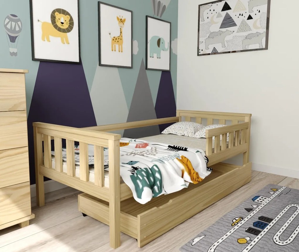 Detská posteľ z masívu borovice FRANK - 200x90 cm - prírodná