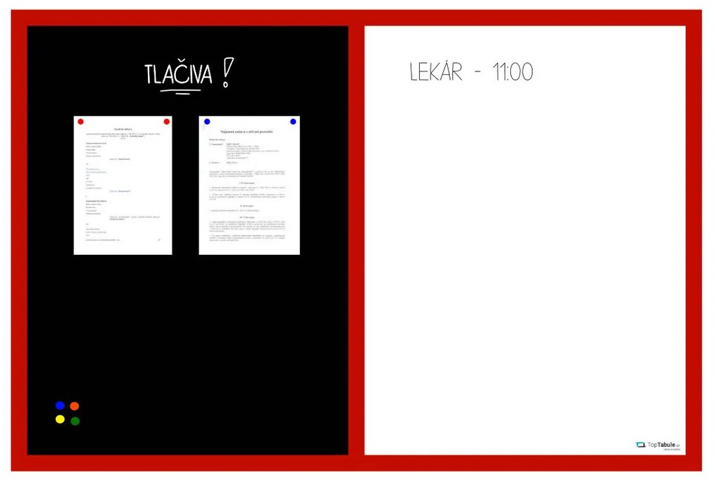 Toptabule.sk Kombinovaná magnetická tabuľa v drevenom ráme + 5 farieb rámu 100×150 cm