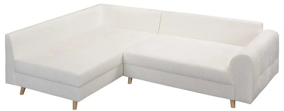 Biela rohová pohovka z textílie buklé (ľavý roh) Ariella – Ropez