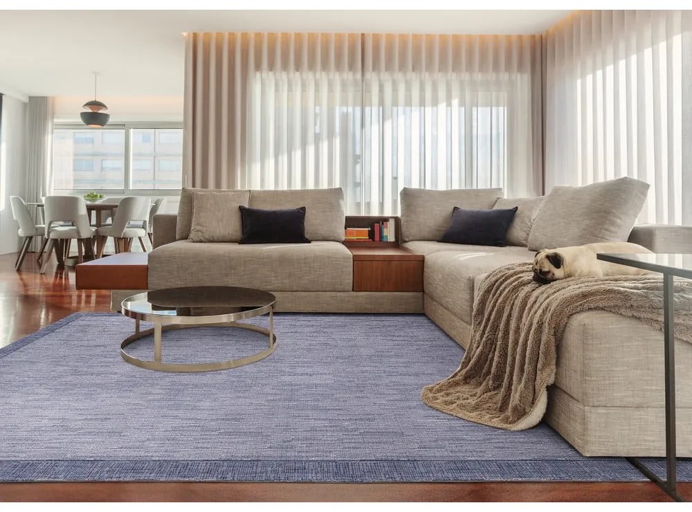 Tmavomodrý vlnený koberec 160x240 cm Linea – Agnella