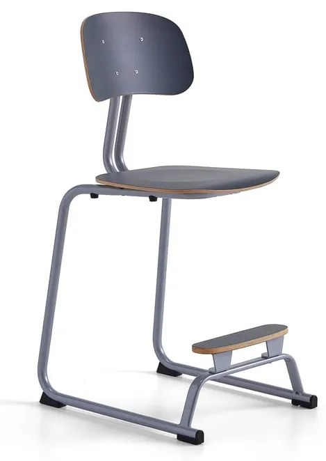 Školská stolička YNGVE, lyžinová podnož, strieborná, jaseň, V 610 mm