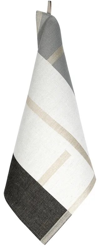 Ľanová utierka / obrúsok Suunta 46x46, bielo-sivo-čierna