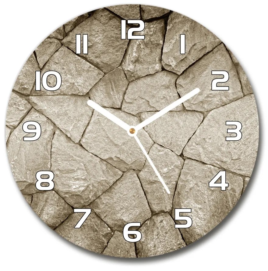 Sklenené hodiny okrúhle Stena z kamenia pl_zso_30_f_68371040