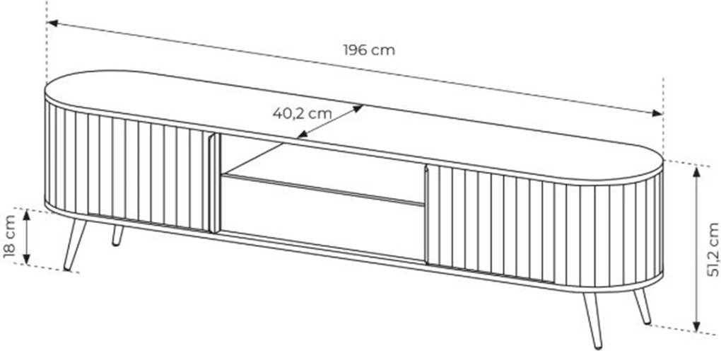 TV stolík Luvio 196 cm so zásuvkou - dub cremona