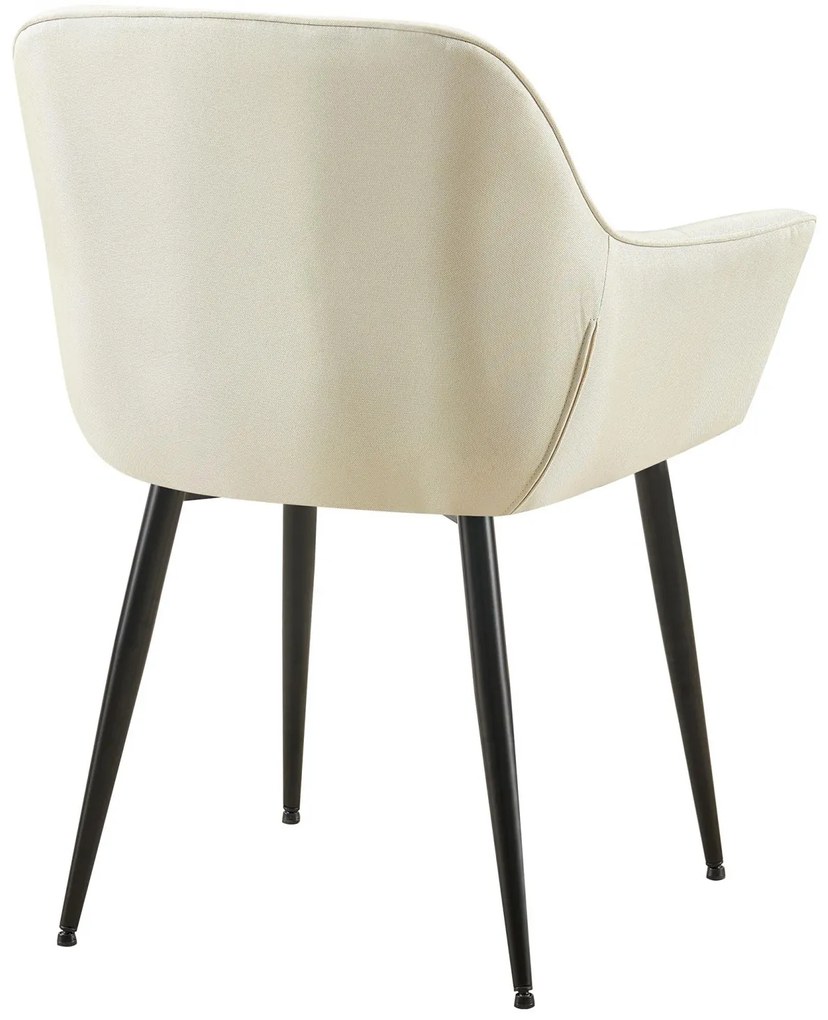 Stolička s podrúčkami Roseville - látka, nohy čierny kov - Krémová