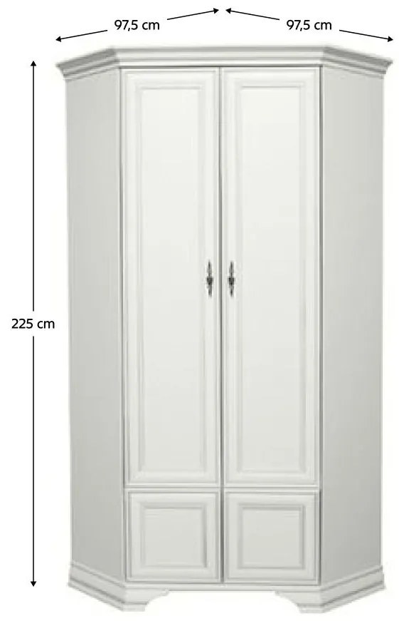 Rohová skriňa Kuito SZFN2D (alpská biela). Vlastná spoľahlivá doprava až k Vám domov. 1119579