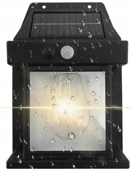 Solárna záhradná nástenná lampa Solar Interaction YX-777 - čierna