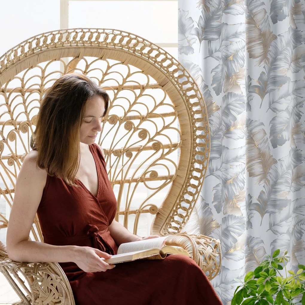 ZÁVES NA KRÚŽKOCH LAYLA3 140X250 CM LISTY