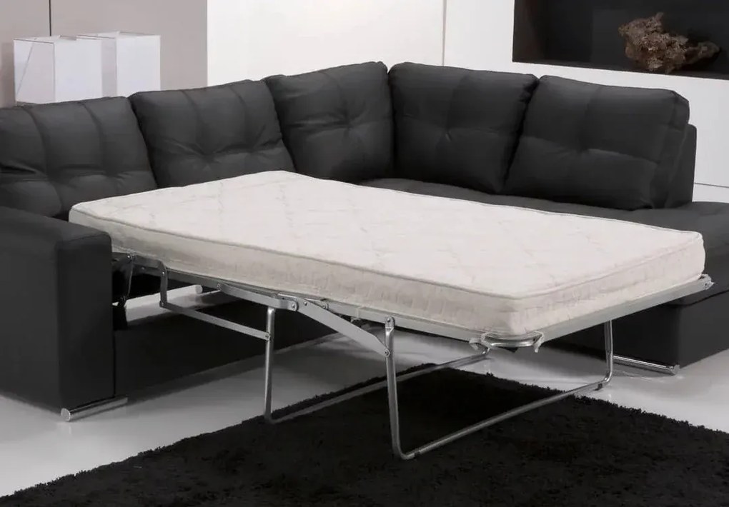 Kožená sedacia súprava s rozkladom na každodenné spanie ALEXIE – rohová, pravá, zelená (green 321)