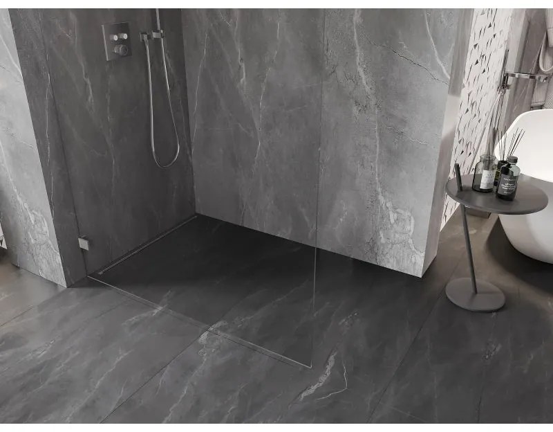 Mexen Lunar sprchová stena ľavá 150 x 200 cm, 8mm číre sklo, brúsená oceľ, 830-150-000-97-00-L