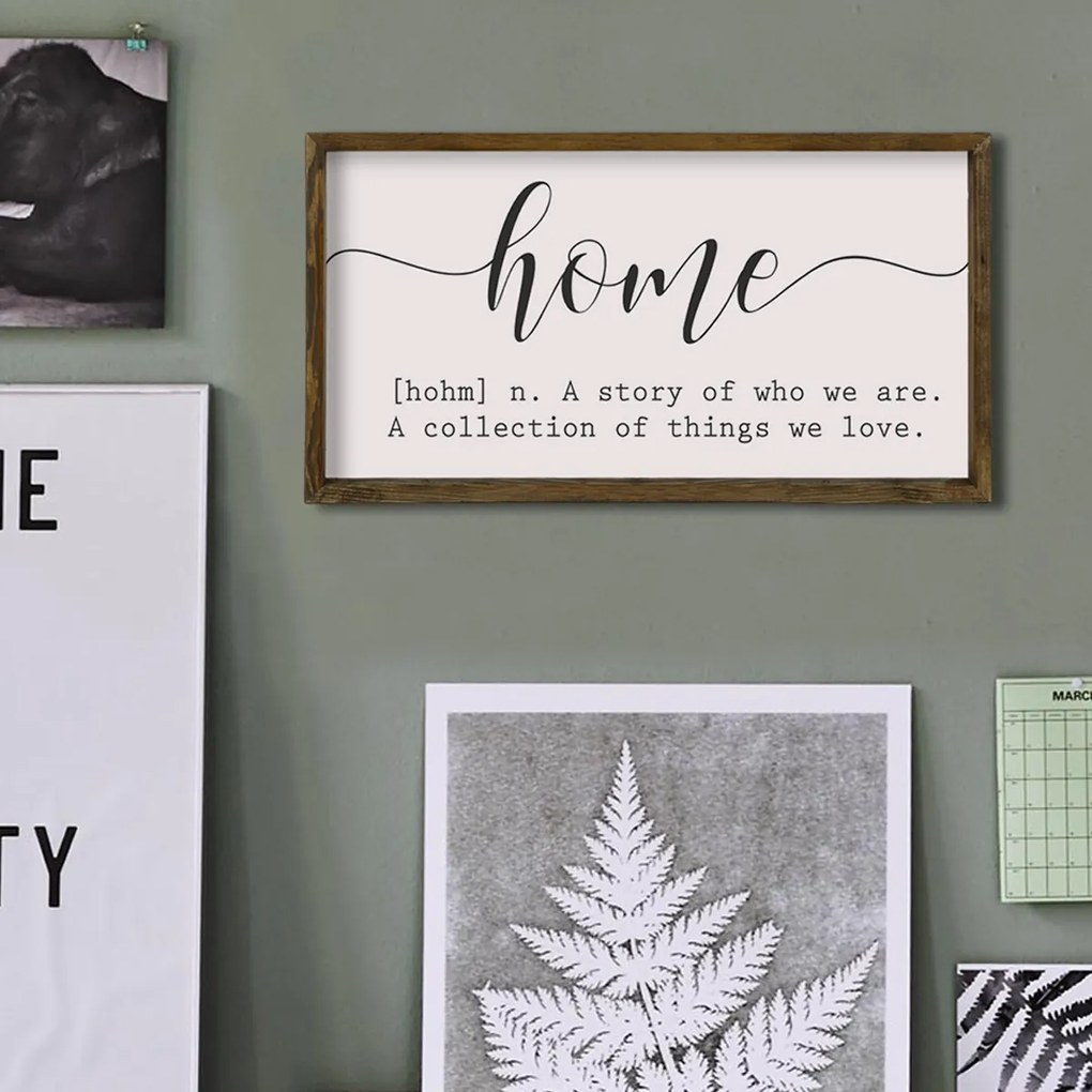 Nástenný obraz Domov 25x50 cm bielo-čierny