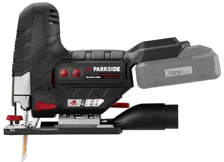 Parkside Performance® Aku priamočiara píla Psspa 20-Li E3 + Akumulátor 20 V 4 Ah + Rýchlonabíjačka 20 V 4,5A (800011295)