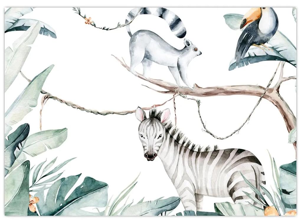 Sklenený obraz - Exotické zvieratká (70x50 cm)