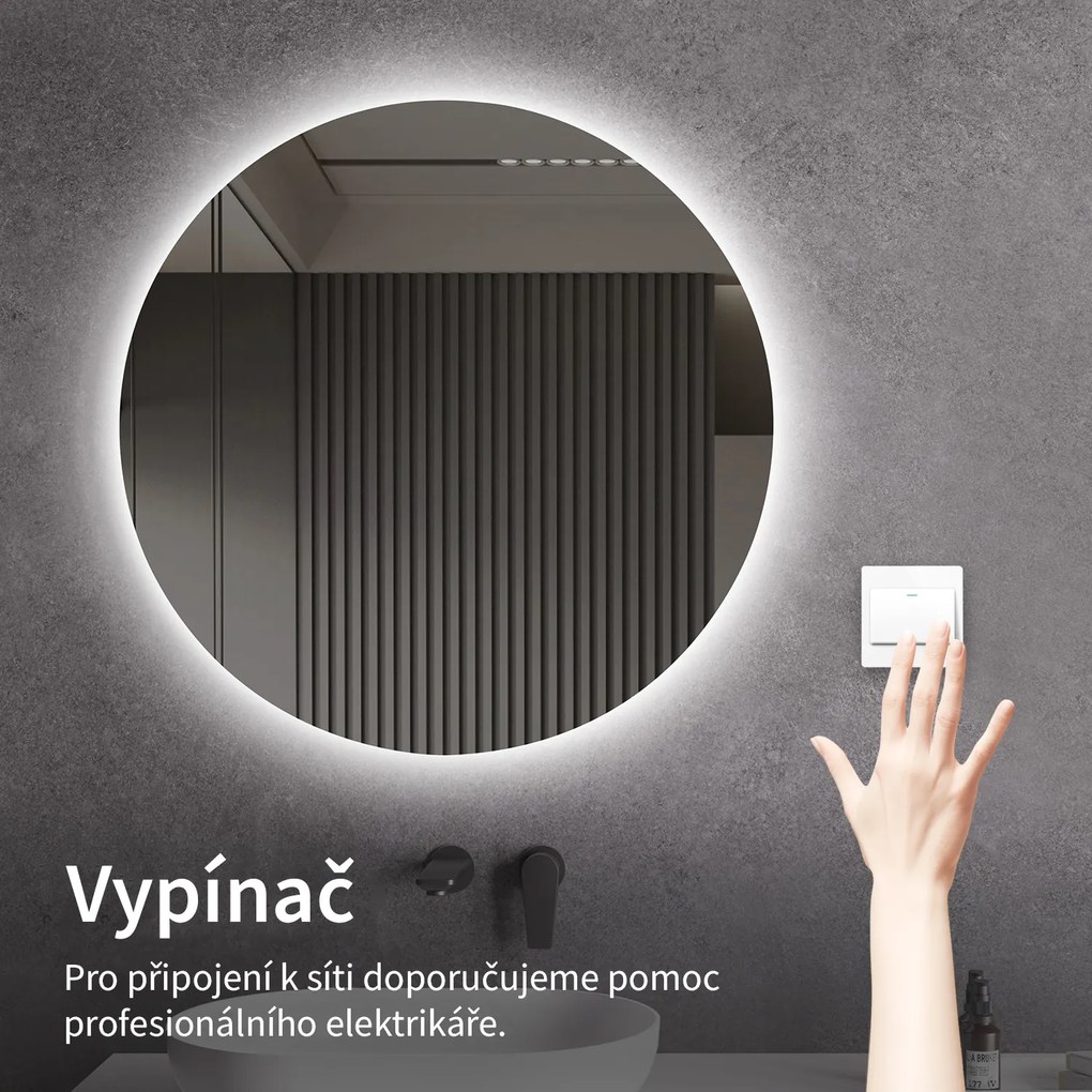 Cerano Libro, LED kúpeľňové zrkadlo Libro Ø 80 cm, CER-CER-476720