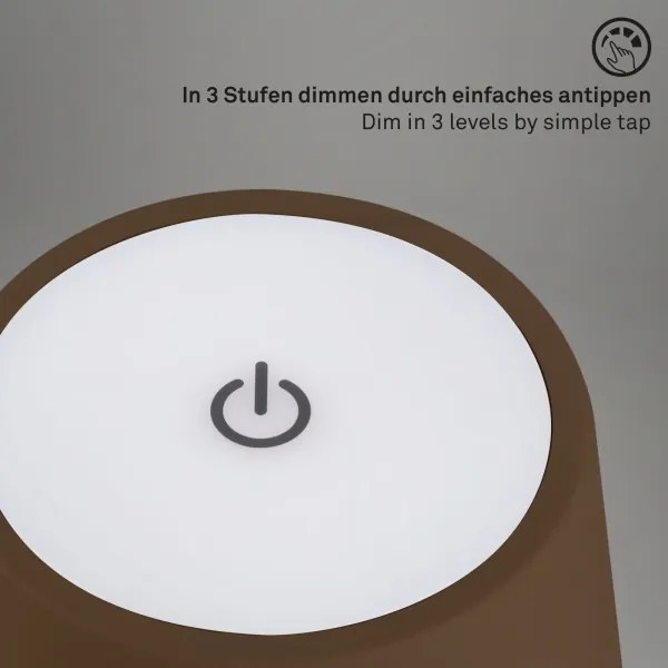 Brilo - LED stolná nabíjateľná dotyková lampa KIKI LED/2,6W/5V IP44 2600 mAh hnedá
