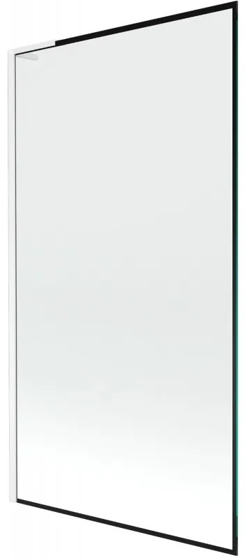 Mexen Next L, 1-krídlová vaňová zástena 100 x 150 cm, 6mm číre sklo-čierny vzor, biely profil, 895-100-000-03-70-20