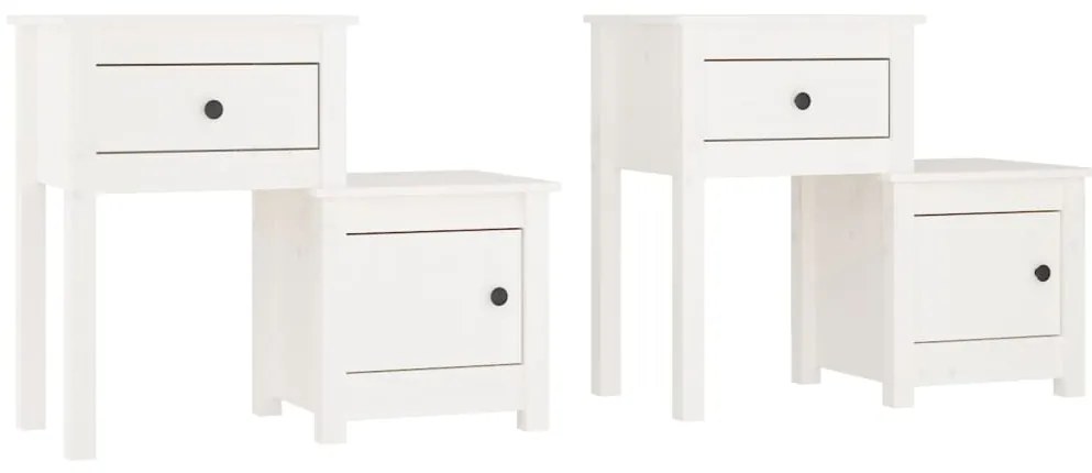 vidaXL Nočné stolíky 2 ks biele 79,5x38x65,5 cm masívna borovica