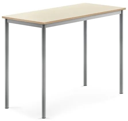 Stôl SONITUS, 1200x600x900 mm, HPL - breza, strieborná