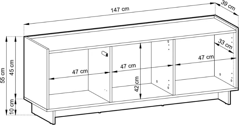 TV STOLÍK IMPERIAL KARAMELOVÝ DUB 147 cm