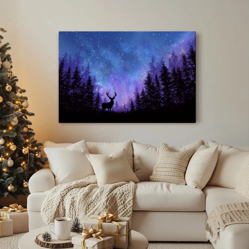 Obraz vianočný jeleň v magickom lese