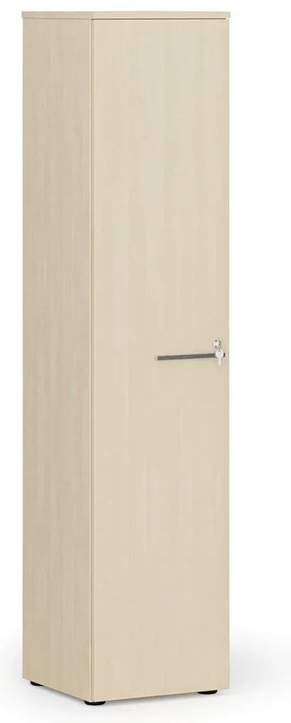 Úzka kancelárska skriňa PRIMO WOOD, 400 x 420 x 1781 mm, breza