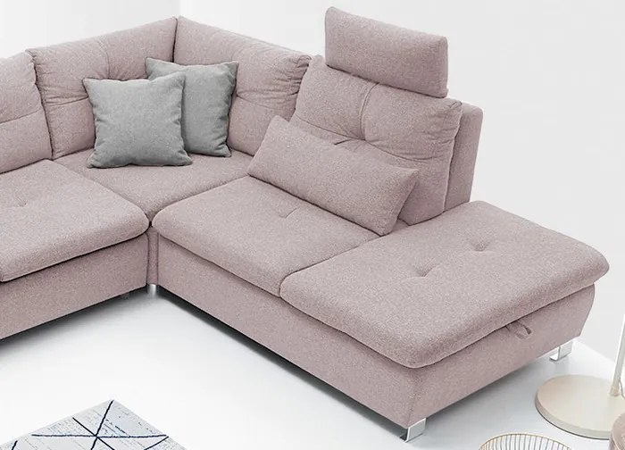 Sedacia súprava Madeira 3A, svetlo ružová látka, tvar pravé U