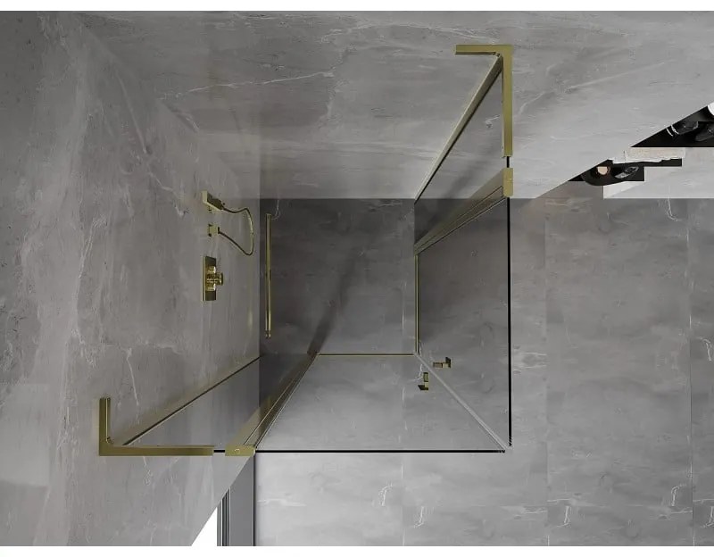 Mexen, Mexen Mist L Duo výklopný sprchový kút 95 x 95 cm, transparentný, zlatý - 8A4L-095-095-50-00